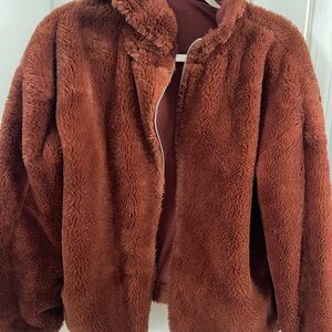 Fur Bomber Zip up Jacket with Hoodie